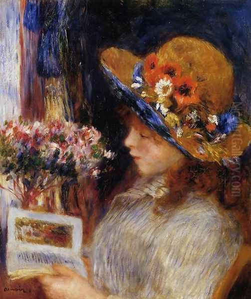 Young Girl Reading 2 Oil Painting by Pierre Auguste Renoir