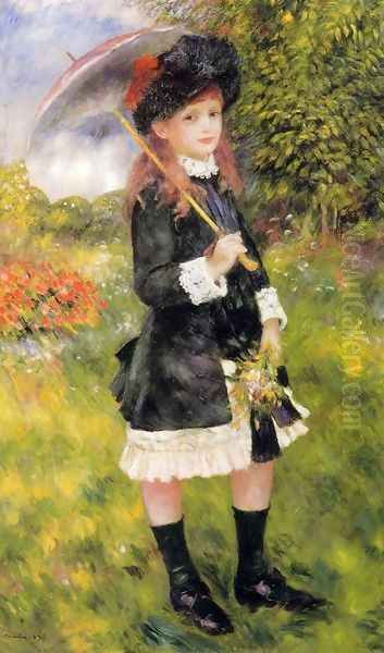 Girl with a Parasol (Aline Nunes) Oil Painting by Pierre Auguste Renoir