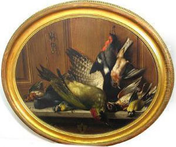 A Trompe L'oeil With Songbirds Oil Painting by Michaelangelo Meucci