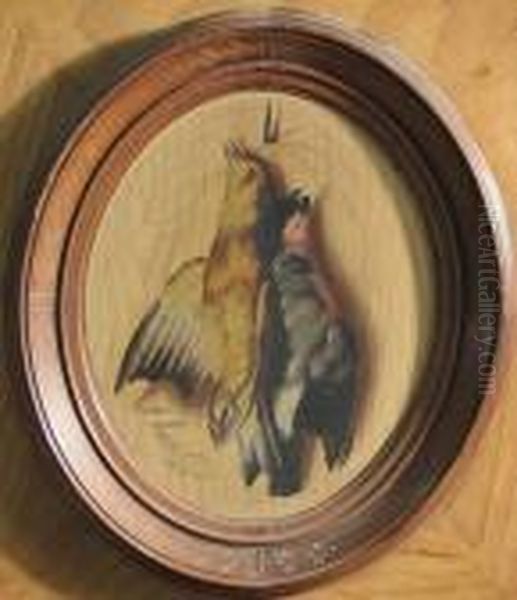 A Trompe L'oeil Of Songbirds; Also A Companion Painting (a Pair) Oil Painting by Michaelangelo Meucci