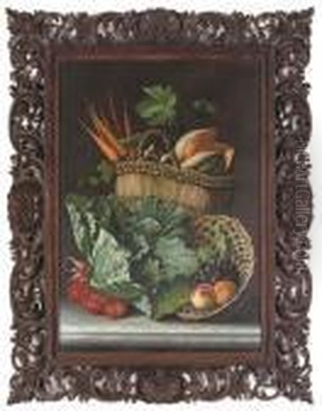 Still Life Of Summer Fruit And Vegetables Oil Painting by Michaelangelo Meucci