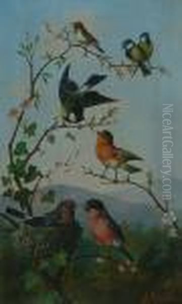 Songbirds Oil Painting by Michaelangelo Meucci