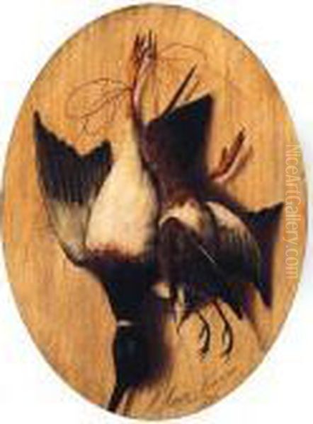 Hanging Gamebirds Oil Painting by Michaelangelo Meucci