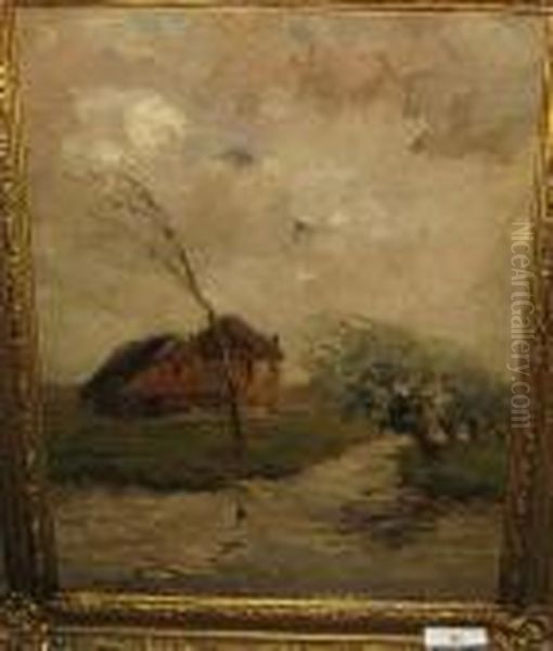 Hoeve In Een Landschap Oil Painting by Constantin Meunier