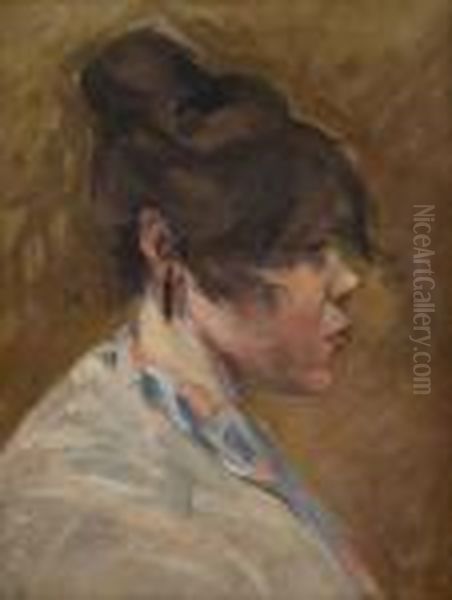 Portrait De Femme Deprofil Oil Painting by Constantin Meunier