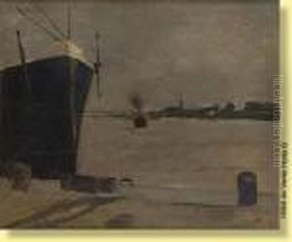 Remorqueur Dans Un Port Oil Painting by Constantin Meunier