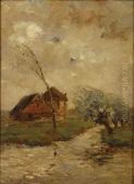 Ferme Dans Un Paysage Oil Painting by Constantin Meunier