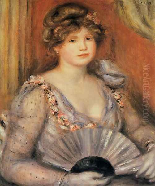 Woman With A Fan Oil Painting by Pierre Auguste Renoir