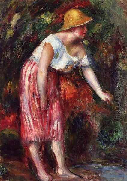 Woman In A Straw Hat Oil Painting by Pierre Auguste Renoir