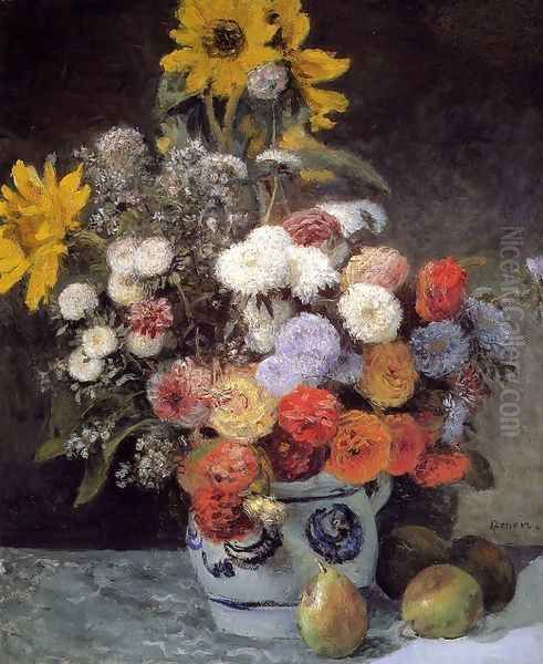 Mixed Flowers In An Earthware Pot Oil Painting by Pierre Auguste Renoir