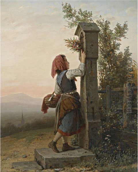 Auf Dem Heimwege (on The Way Home) Oil Painting by Meyer Georg von Bremen