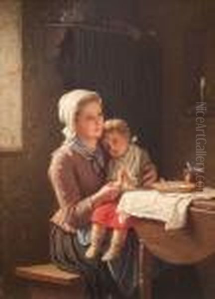 Mutter Mit Betendem Kind Oil Painting by Meyer Georg von Bremen