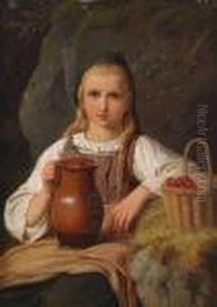 Das Erdbeermadchen Oil Painting by Meyer Georg von Bremen