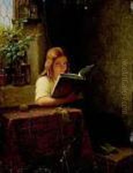 Madchen, Ein Buch Lesend Oil Painting by Meyer Georg von Bremen