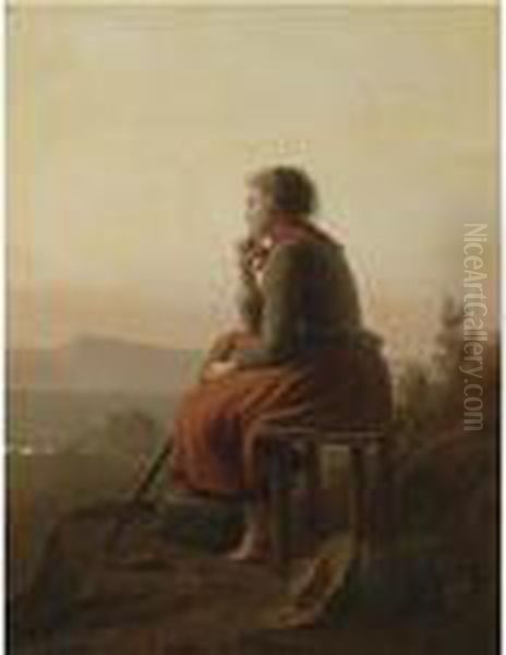 Auf Der Hohe (over The Hills And Far Away) Oil Painting by Meyer Georg von Bremen