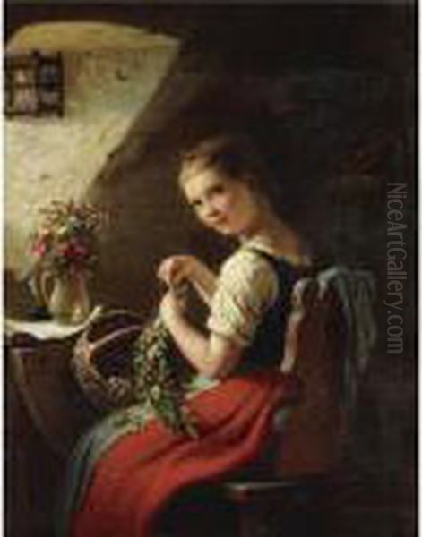 Making A Bouquet Oil Painting by Meyer Georg von Bremen