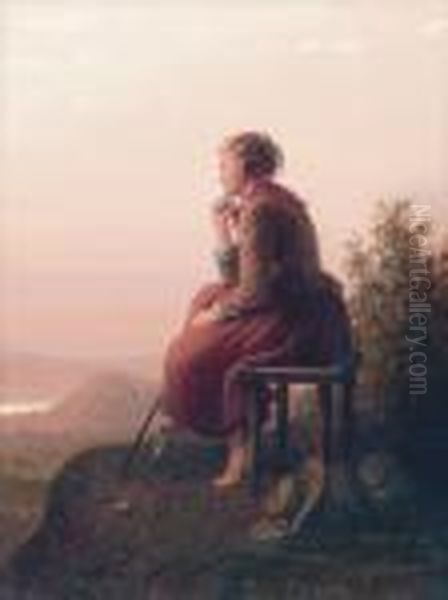 A Pensive Moment Oil Painting by Meyer Georg von Bremen