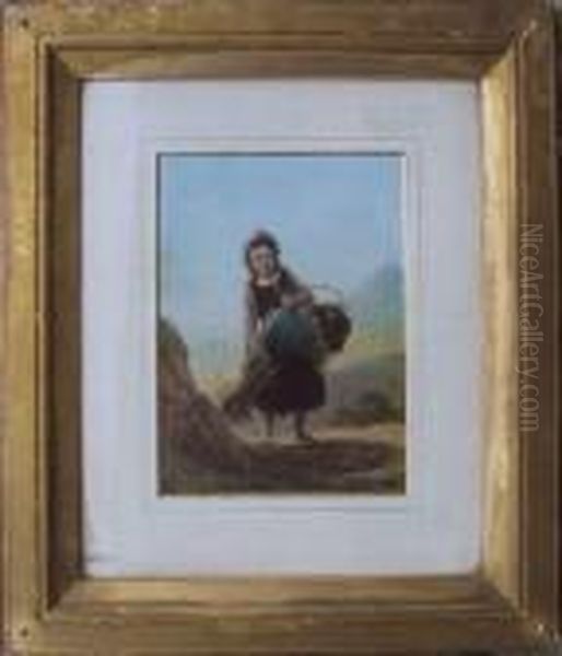 Basket Girl Oil Painting by Meyer Georg von Bremen