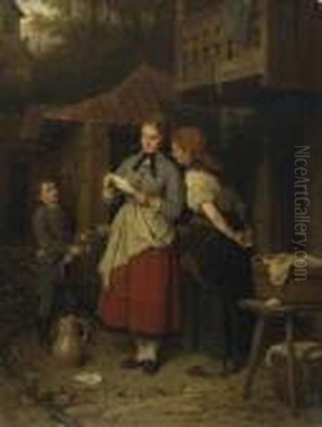 Der Liebesbrief. Oil Painting by Meyer Georg von Bremen