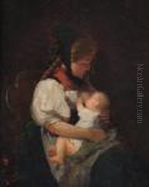 Mother And Child. Oil Painting by Meyer Georg von Bremen