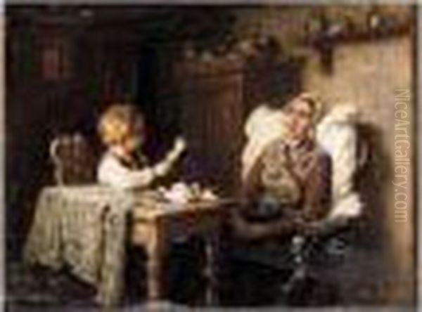 The Story Teller Oil Painting by Meyer Georg von Bremen