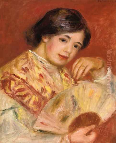 Woman with a Fan II Oil Painting by Pierre Auguste Renoir