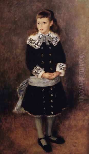 Marthe Berard (Girl Wearing a Blue Sash) Oil Painting by Pierre Auguste Renoir