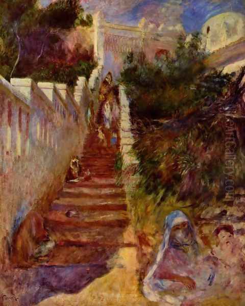 Stairs in Algiers Oil Painting by Pierre Auguste Renoir