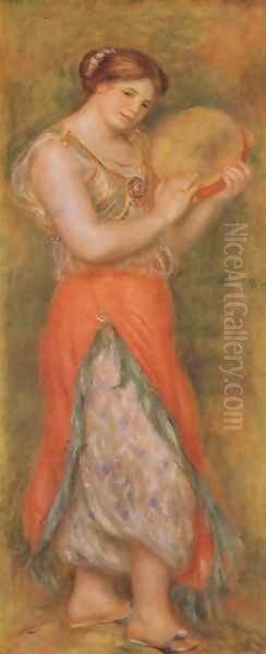 Dancer with tambourine Oil Painting by Pierre Auguste Renoir