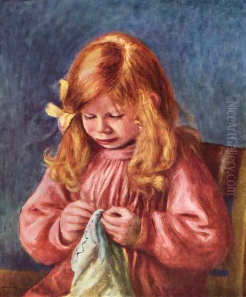 Jean Renoir sewing Oil Painting by Pierre Auguste Renoir