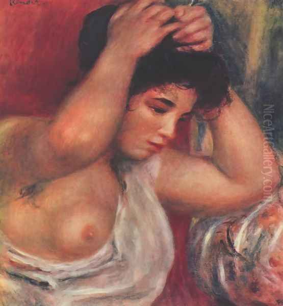 Young woman hairdressing Oil Painting by Pierre Auguste Renoir