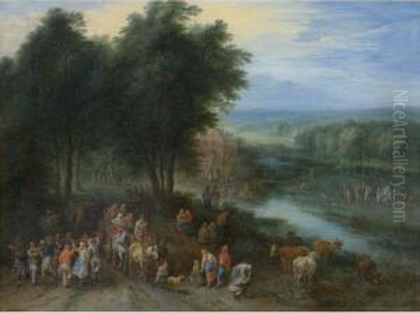 A Village Kermesse Oil Painting by Theobald Michau