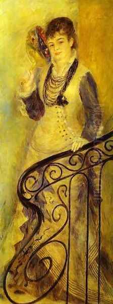 Woman on a Staircase (Femme sur un escalier) Oil Painting by Pierre Auguste Renoir