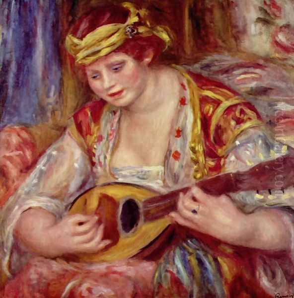 Woman with a mandolin Oil Painting by Pierre Auguste Renoir