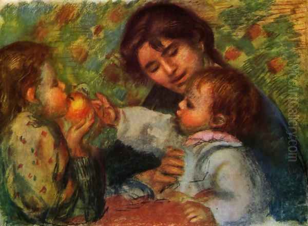 Portrait of Jean Renoir and Gabrielle with their child Oil Painting by Pierre Auguste Renoir