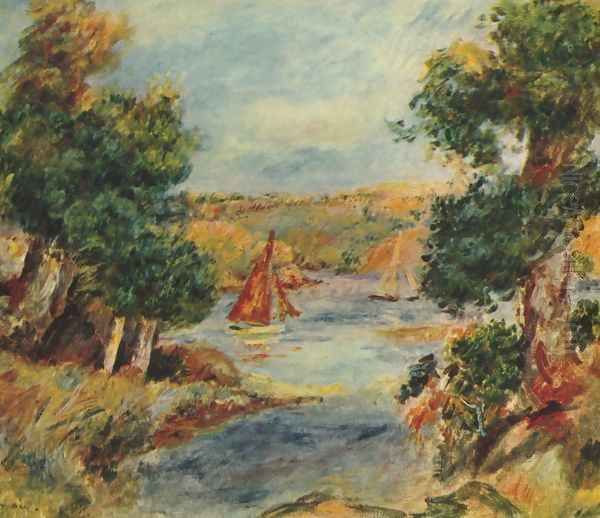 Sailing boats at Cagnes Oil Painting by Pierre Auguste Renoir