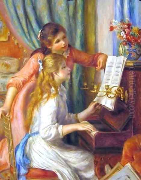 Two Young Girls at the Piano Oil Painting by Pierre Auguste Renoir