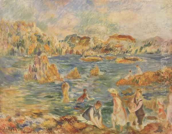 On the beach of Guernesey Oil Painting by Pierre Auguste Renoir