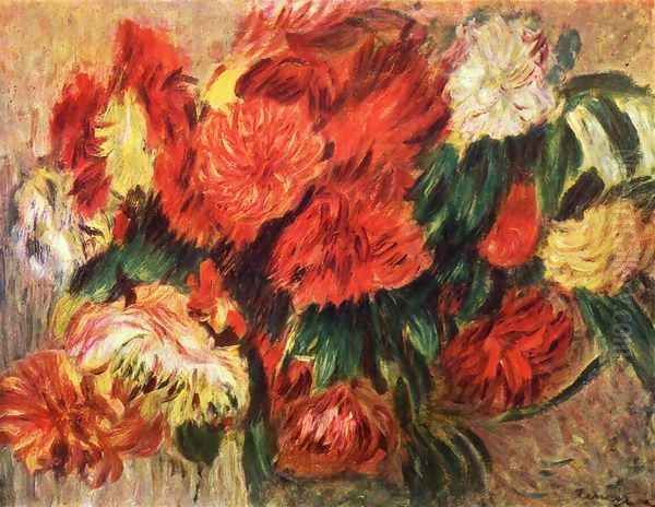 Still life with chrysanthemums Oil Painting by Pierre Auguste Renoir