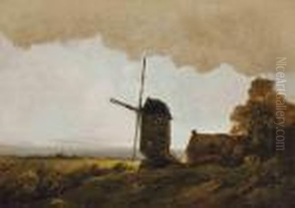 Paysage Au Moulin Oil Painting by Georges Michel