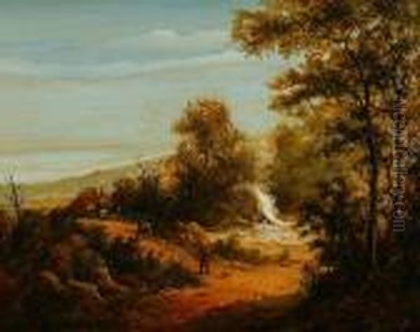 Traveller On A Country Road Oil Painting by Georges Michel