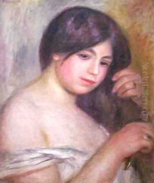 Woman Combing Her Hair Oil Painting by Pierre Auguste Renoir