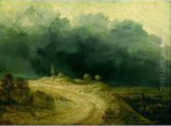 Paysage Au Moulin, Effet D'orage Oil Painting by Georges Michel