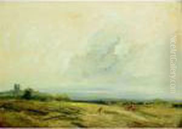 Homme Courant Et Cavalier Dans Un Paysage Oil Painting by Georges Michel