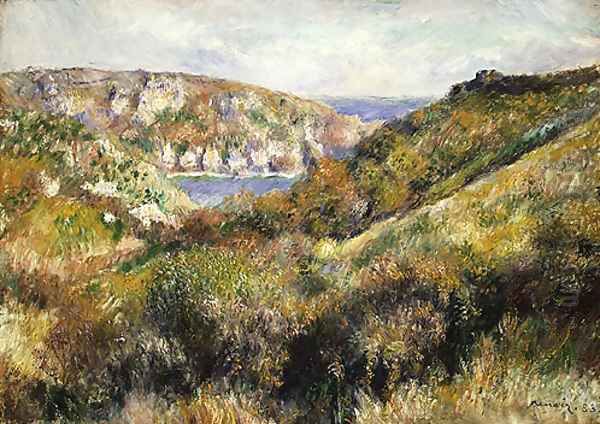 Hills around the Bay of Moulin Huet Guernsey 1883 Oil Painting by Pierre Auguste Renoir