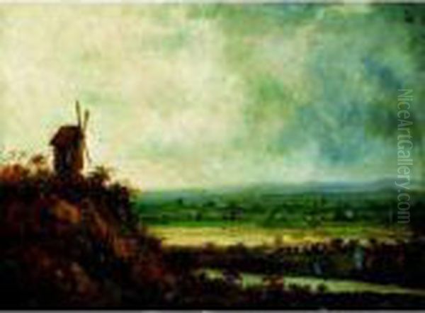 Paysage Au Moulin Oil Painting by Georges Michel