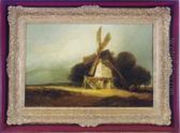 Landscape With A Windmill Oil Painting by Georges Michel