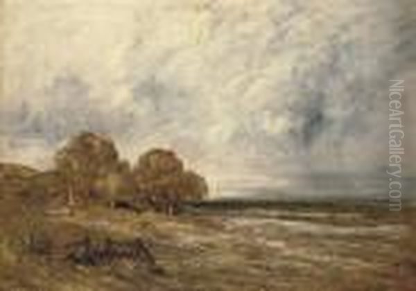 Saint-denis In A Stormy Landscape Oil Painting by Georges Michel