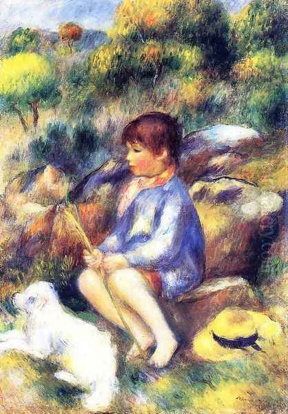 Young Boy by the River Oil Painting by Pierre Auguste Renoir