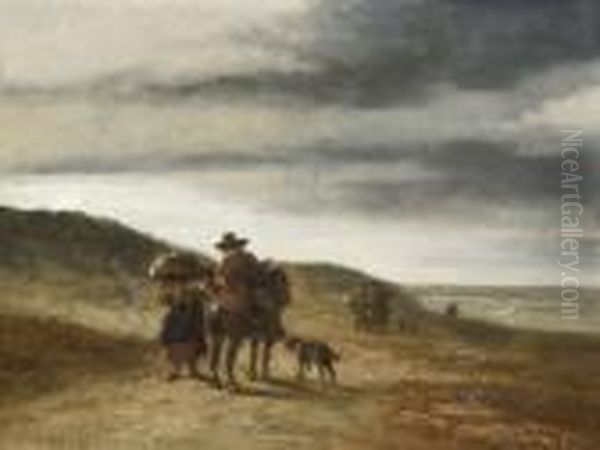 Begegnung In Den Dunen. Oil Painting by Georges Michel